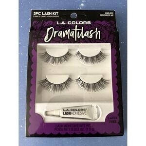 L.A. Colors Dramatilash "Remember Me" CBEL372  Eye Lash Kit/Glue 2 Pairs New